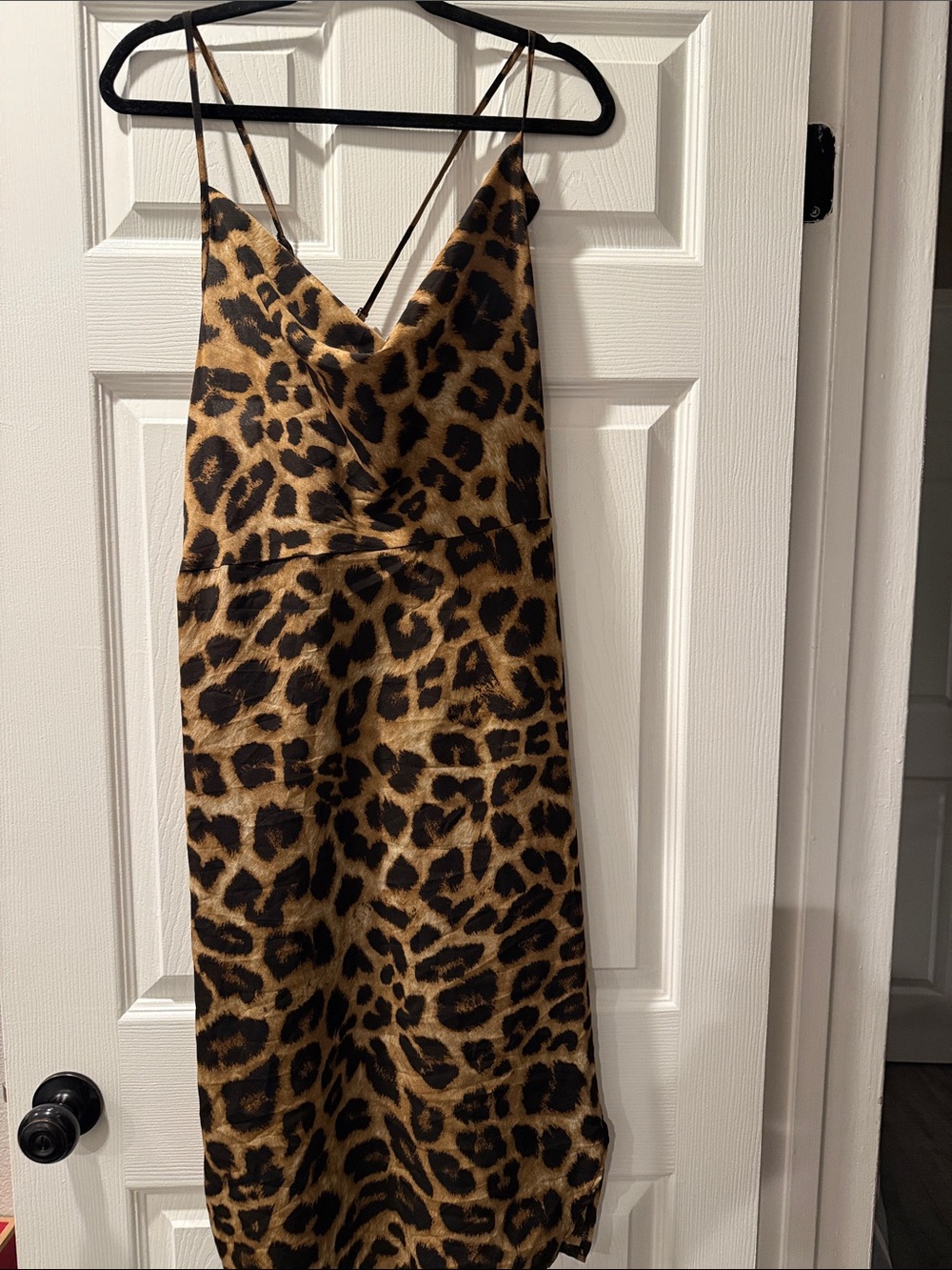 SHEIN Leopard Print Slip Dress in Tan and Black